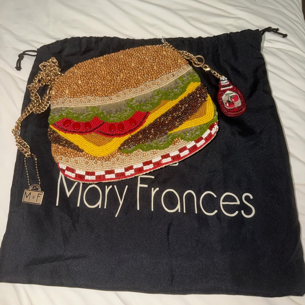 Mary Frances Beaded Burger Clutch with Chain
